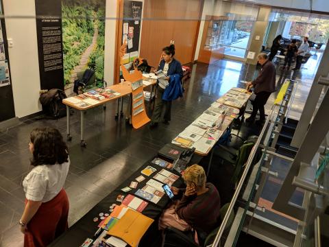 Exhibitors' tables at the 2018 Students for Mining Justice conference