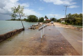 Photo of coastal flooding on Salbai Island, in the Torres Strait Islands