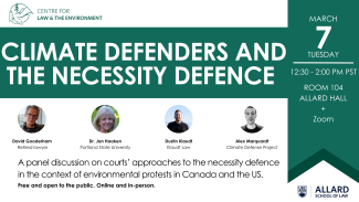 Social media card announcing the Necessity Defence Panel